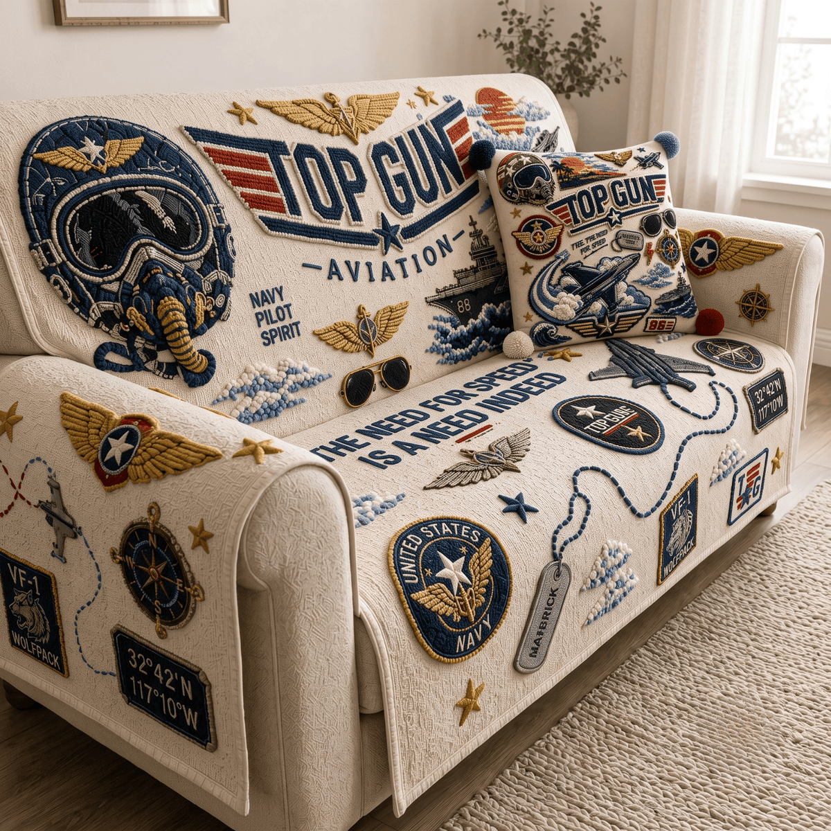 TGM Tufted Sofa Cover & Pillow Set NTKO