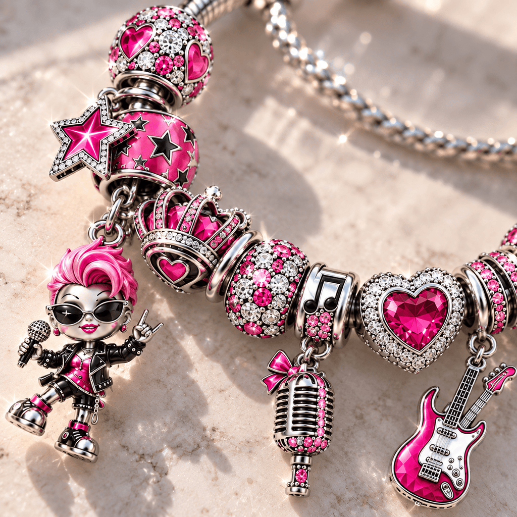 PNK Silver Charm Bracelet Set NTTB